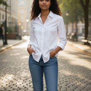 NWT Ann Mashburn White Icon Shirt in crisp Poplin.
Size Small